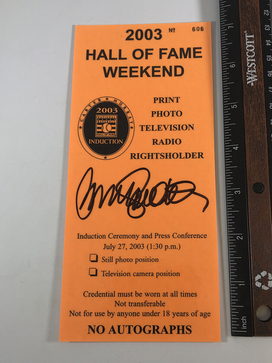 Ryne Sandberg 2003 Hall of Fame Induction Signed Press Pass with B&E Hologram