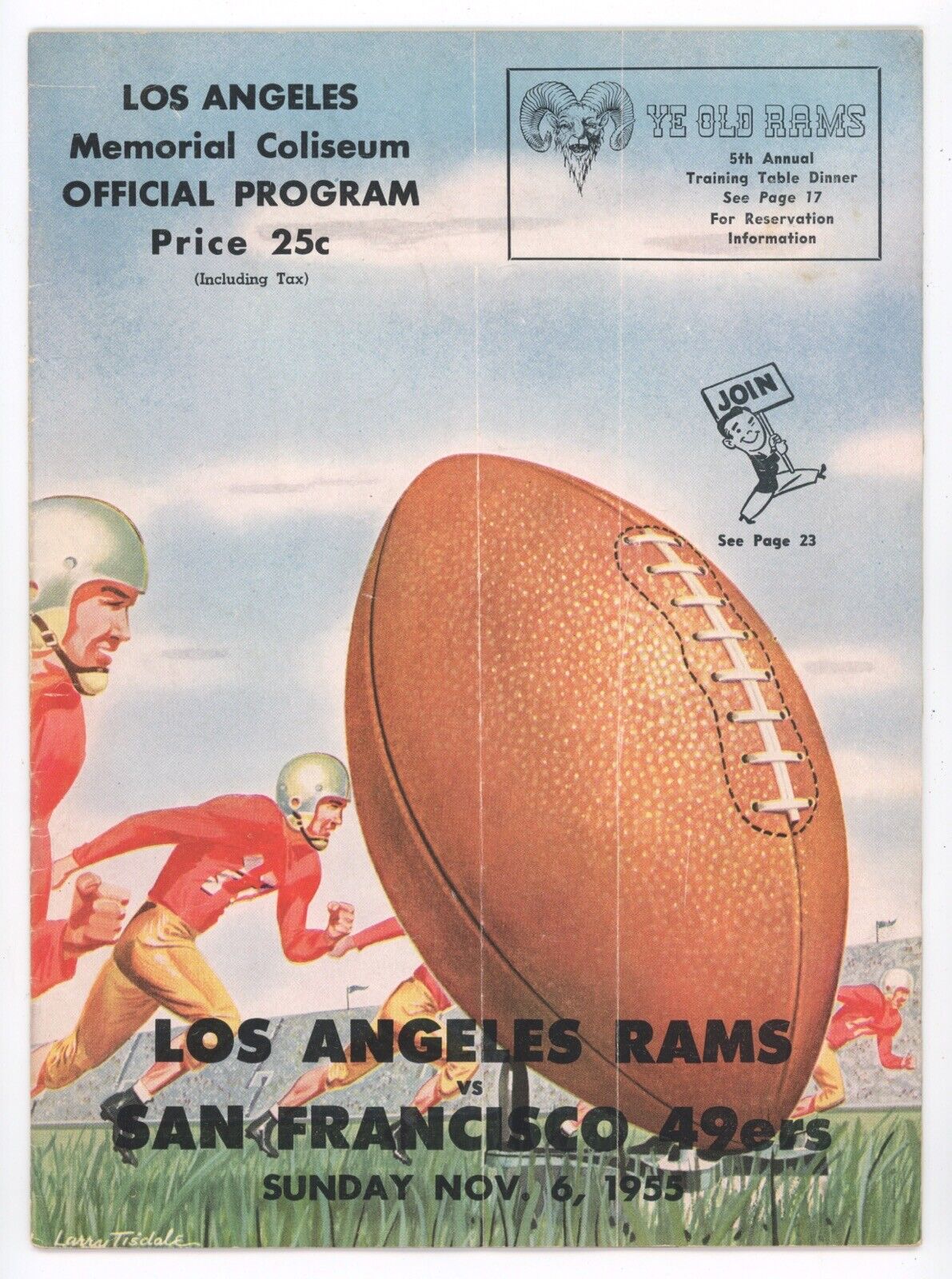 11/6/55 Los Angeles Rams vs San Francisco 49ers Program