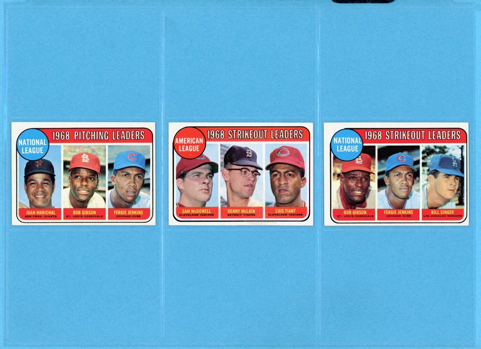 1969 Topps Complete Set of 12 1968 League Leader Baseball Cards Ex/Mt - NM