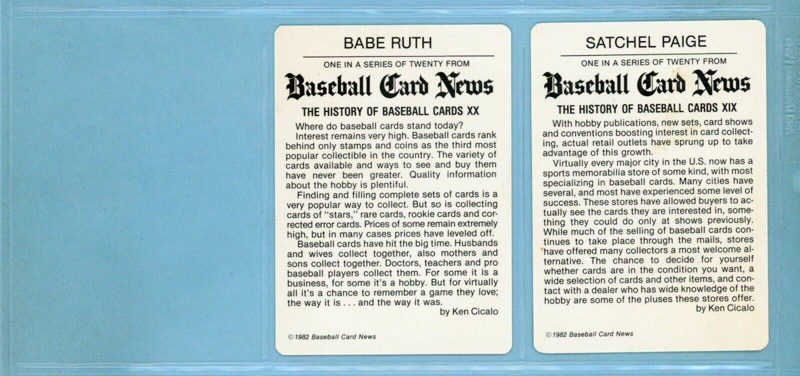 1982 Baseball Card News Lot of 11 Different History of Baseball Cards NM