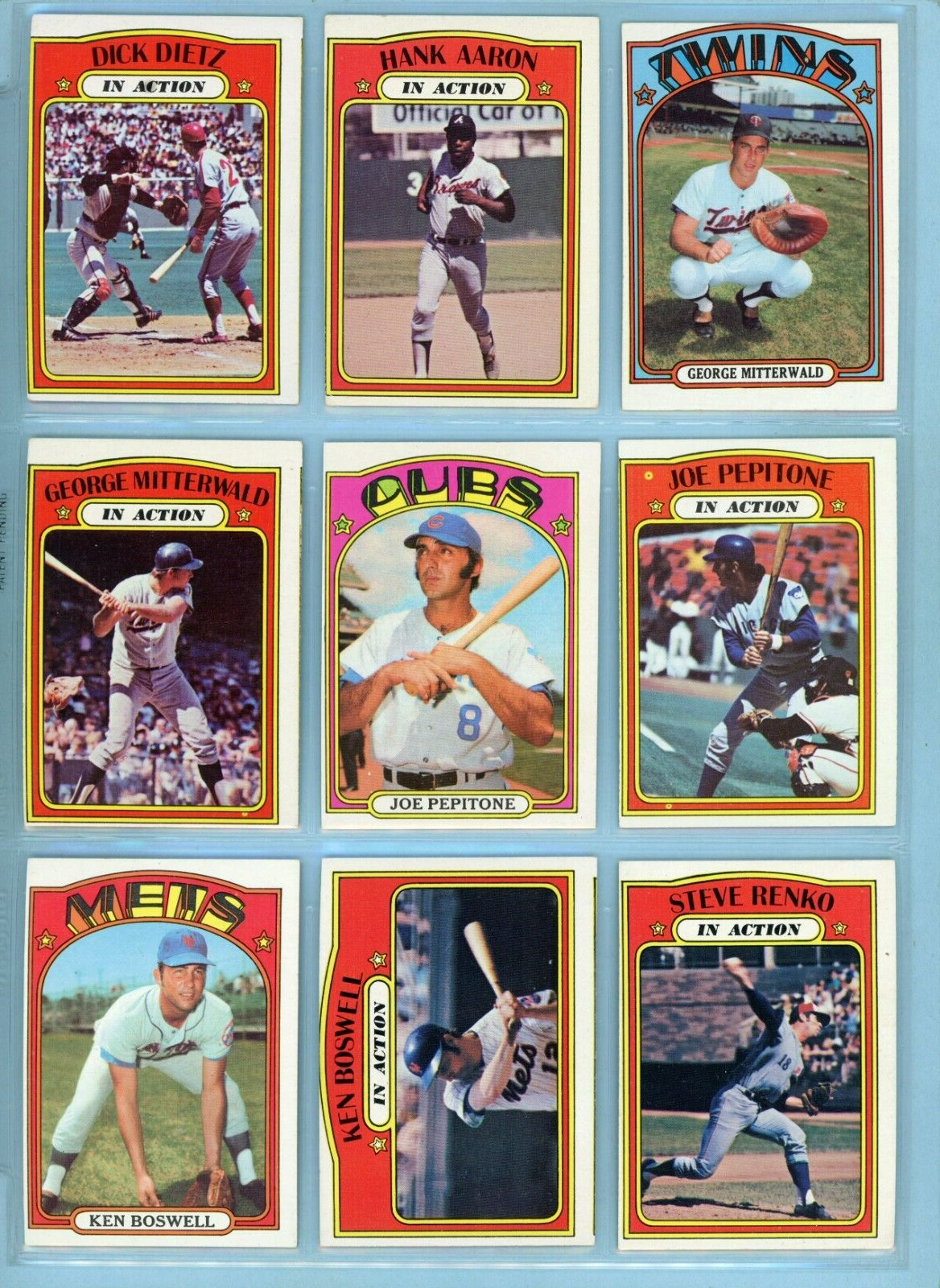 1972 Topps Starter Set Lot of 346 Different Baseball Cards EX+ - NM o/c m/c