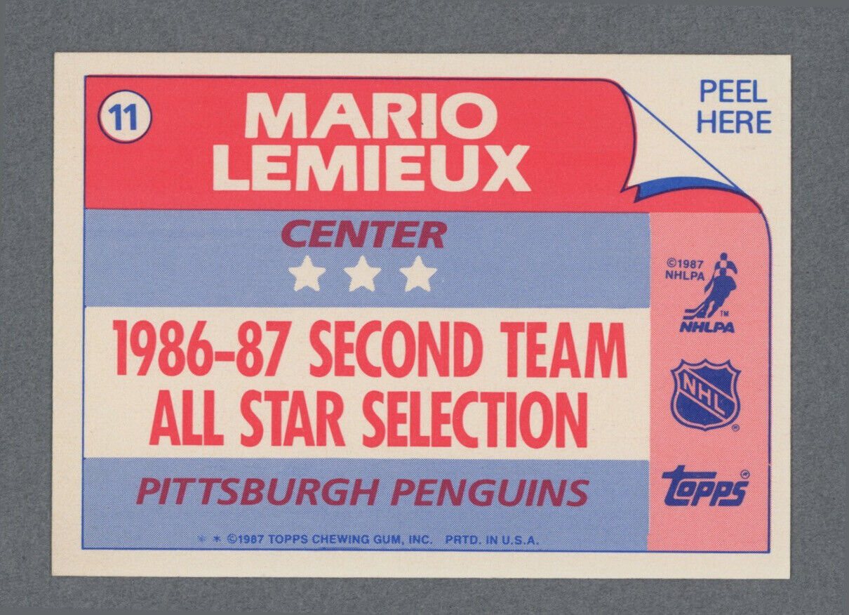 Mario Lemieux Signed 1987 Topps Sticker Auto w B&E Hologram