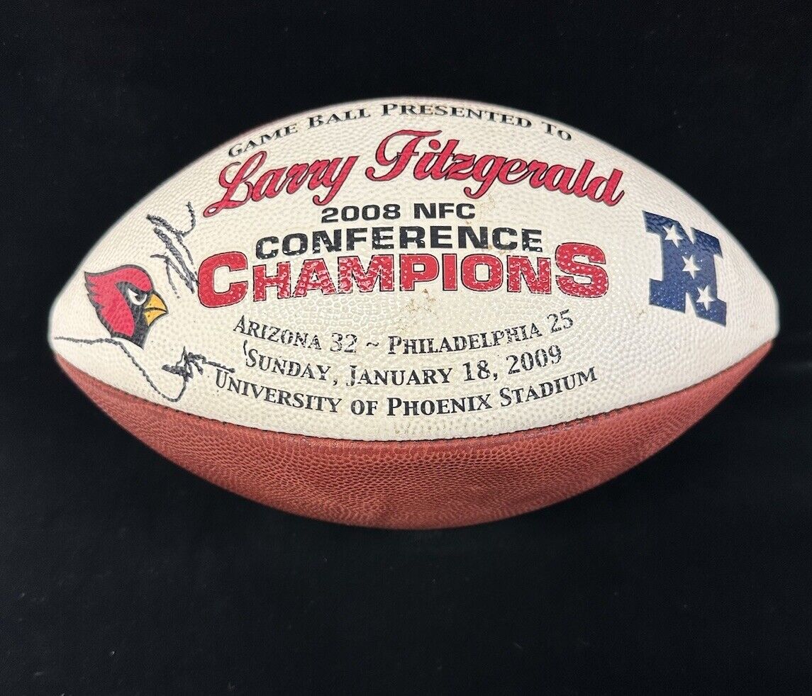 2009 Larry Fitzgerald Arizona Cardinals HOFer SIGNED Game Presentation Football