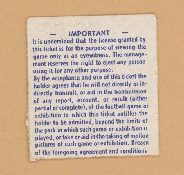 11/19/72 Chicago Bears vs San Francisco 49ers Ticket Stub