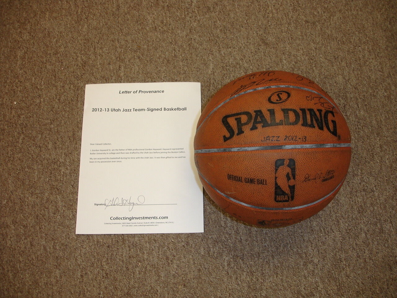 2012-13 Utah Jazz Team Signed Official NBA Basketball w/ LOA 21 signatures