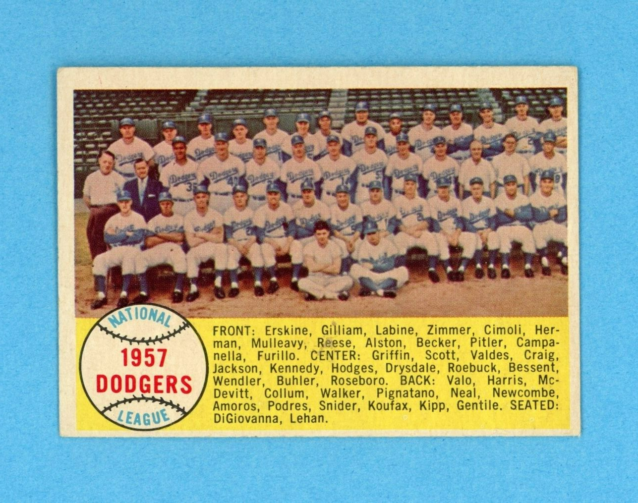 1958 Topps #71 1957 Dodgers Team Baseball Card EX