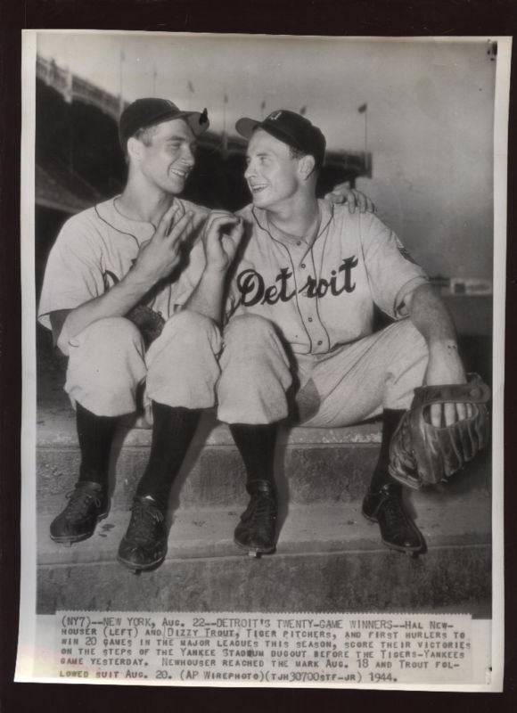 Original 1944 Hal Newhouser & Trout Tigers Wire Photo