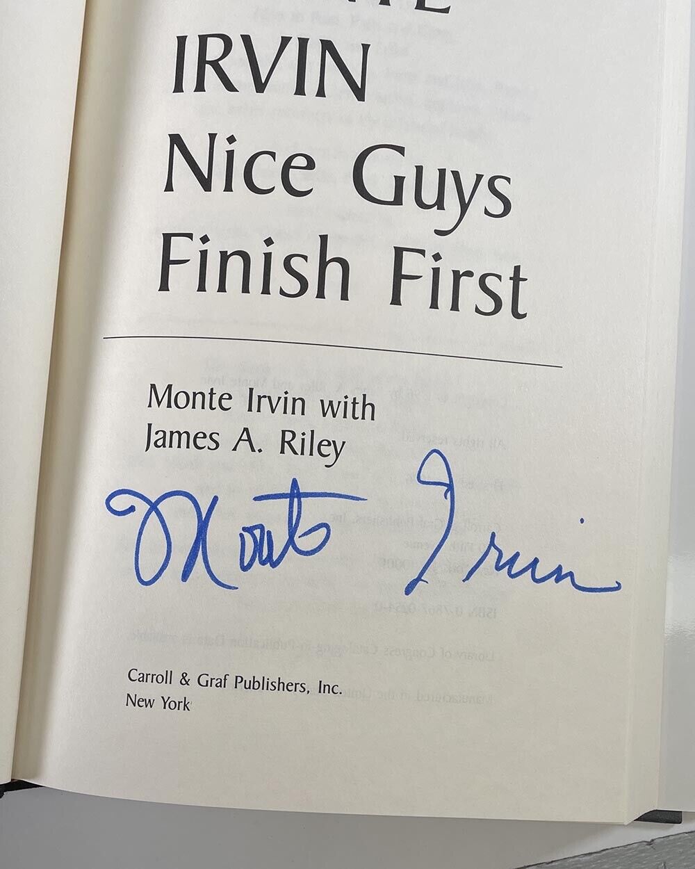 Monte Irvin Signed Book “Nice Guys Finish First” Auto w B&E Hologram