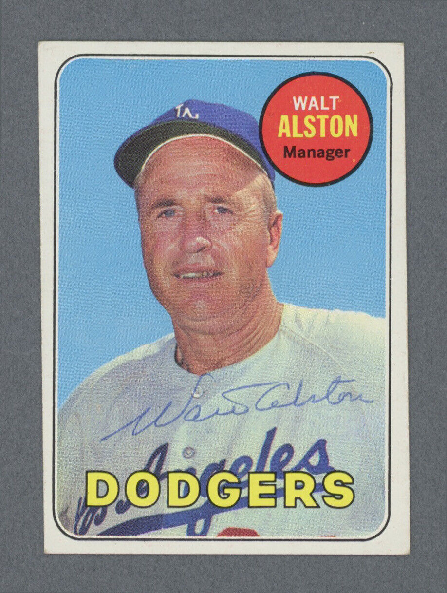 Walt Alston Signed 1969 Topps Card #24 Auto with B&E Hologram