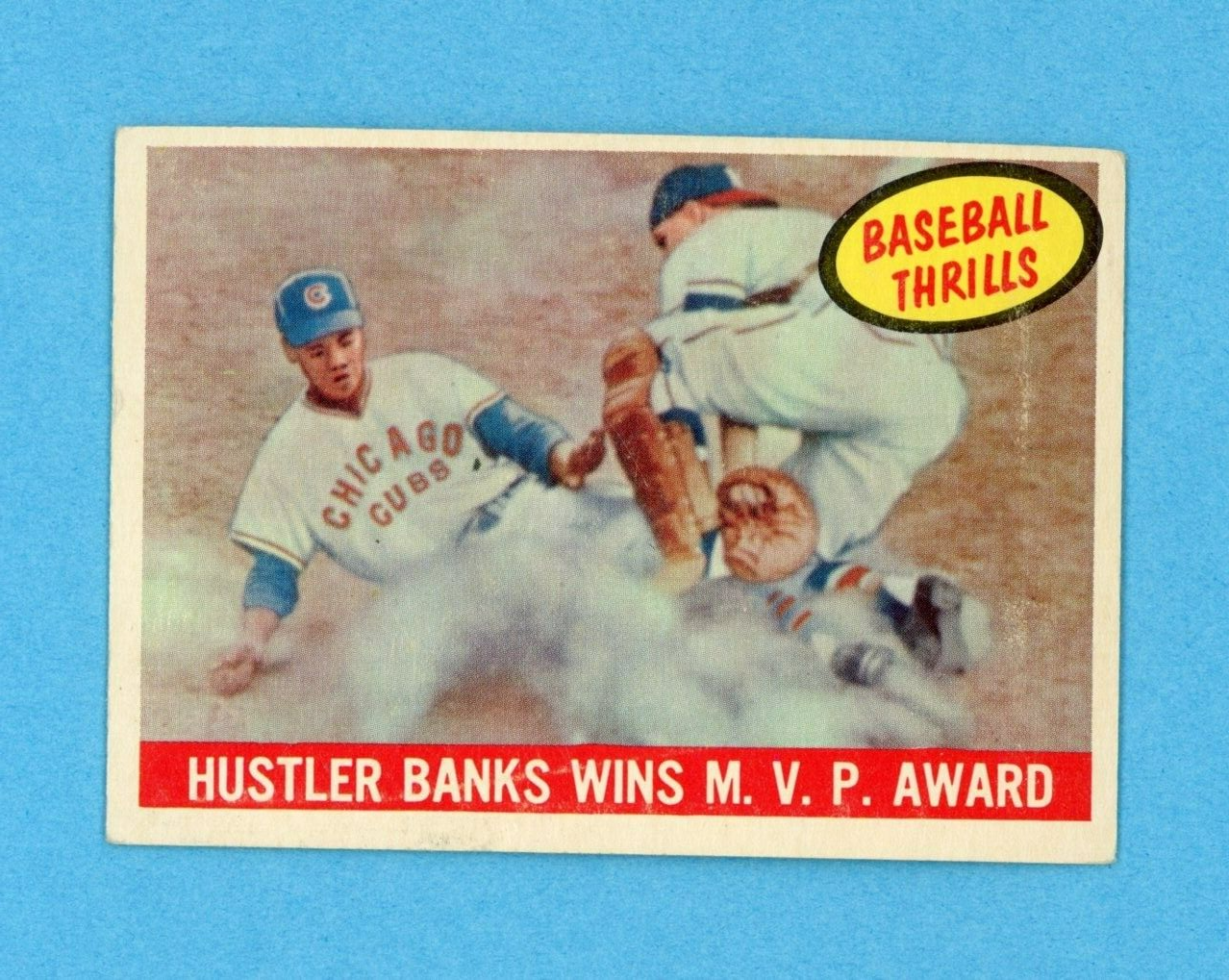 1959 Topps #469 Baseball Thrills Ernie Banks Cubs Baseball Card Low Grade