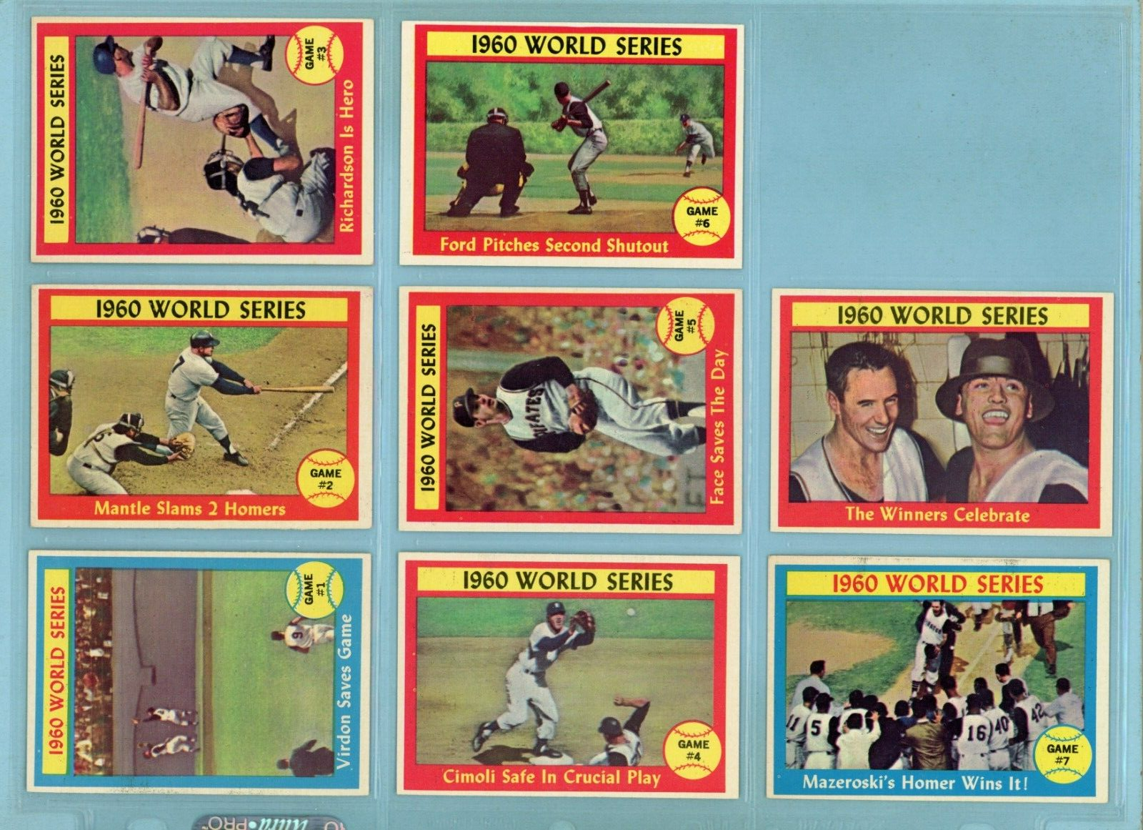 1961 Topps Set of 8 1960 World Series Special Baseball Cards w/ Mantle EX-NM