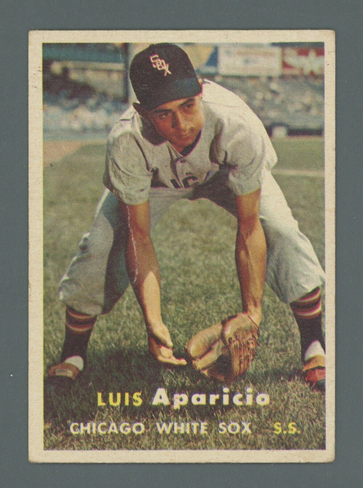 1957 Topps #7 Luis Aparicio Chicago White Sox Baseball Card Low Grade