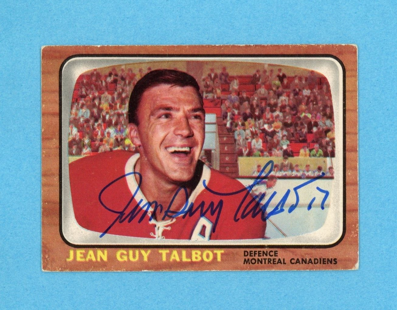 Jean Guy Talbot Montreal Canadiens 1966-67 Topps #3 Autographed Hockey Card