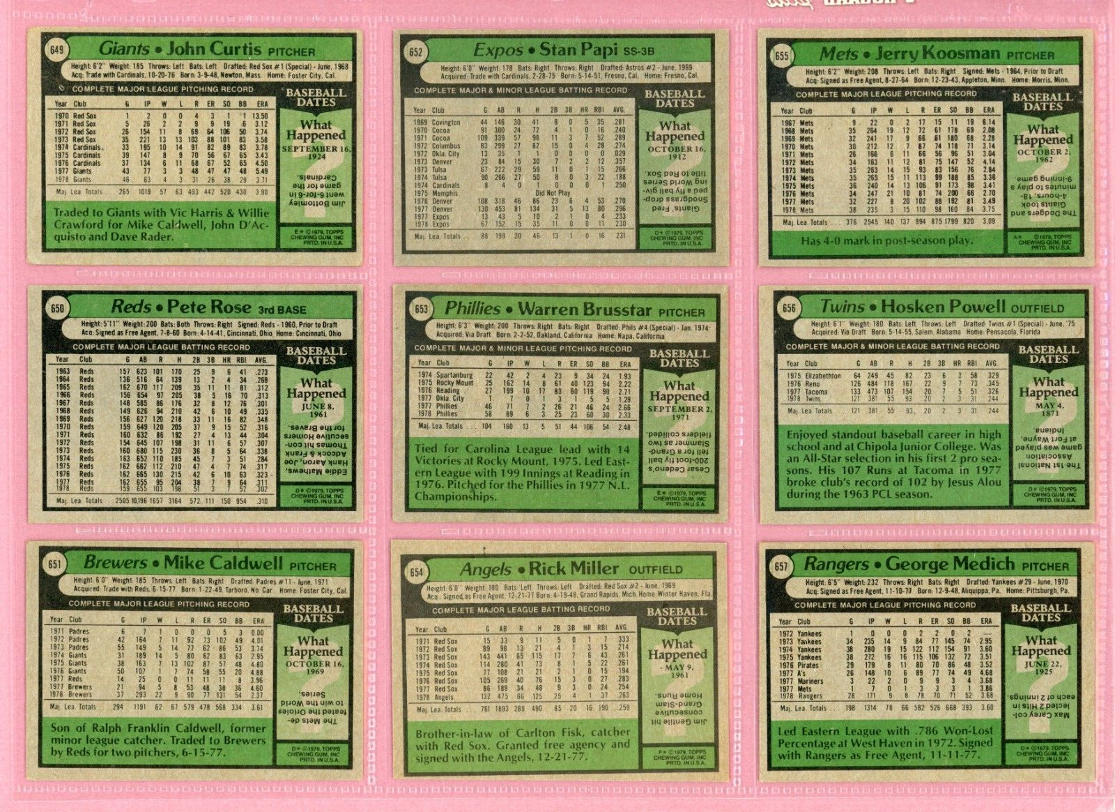 1979 Topps Complete Set of 726 Baseball Cards Mixed Grades