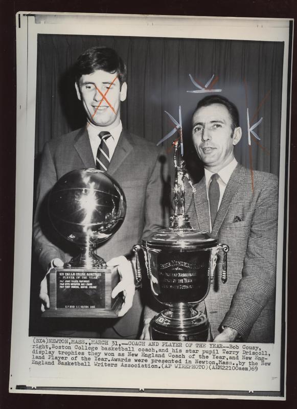 Original 1969 Bob Cousy & Terry Driscoll Wire Photo