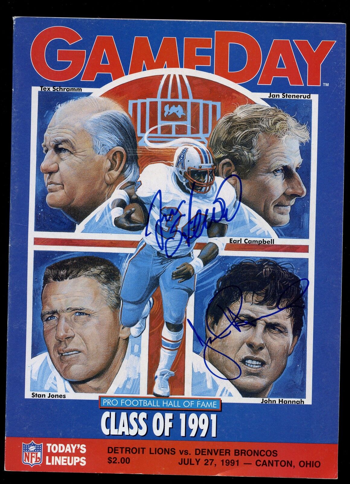 1991 Gameday HOF Inductees Issue Jan Stenerud & John Hannah Autographed Hologram