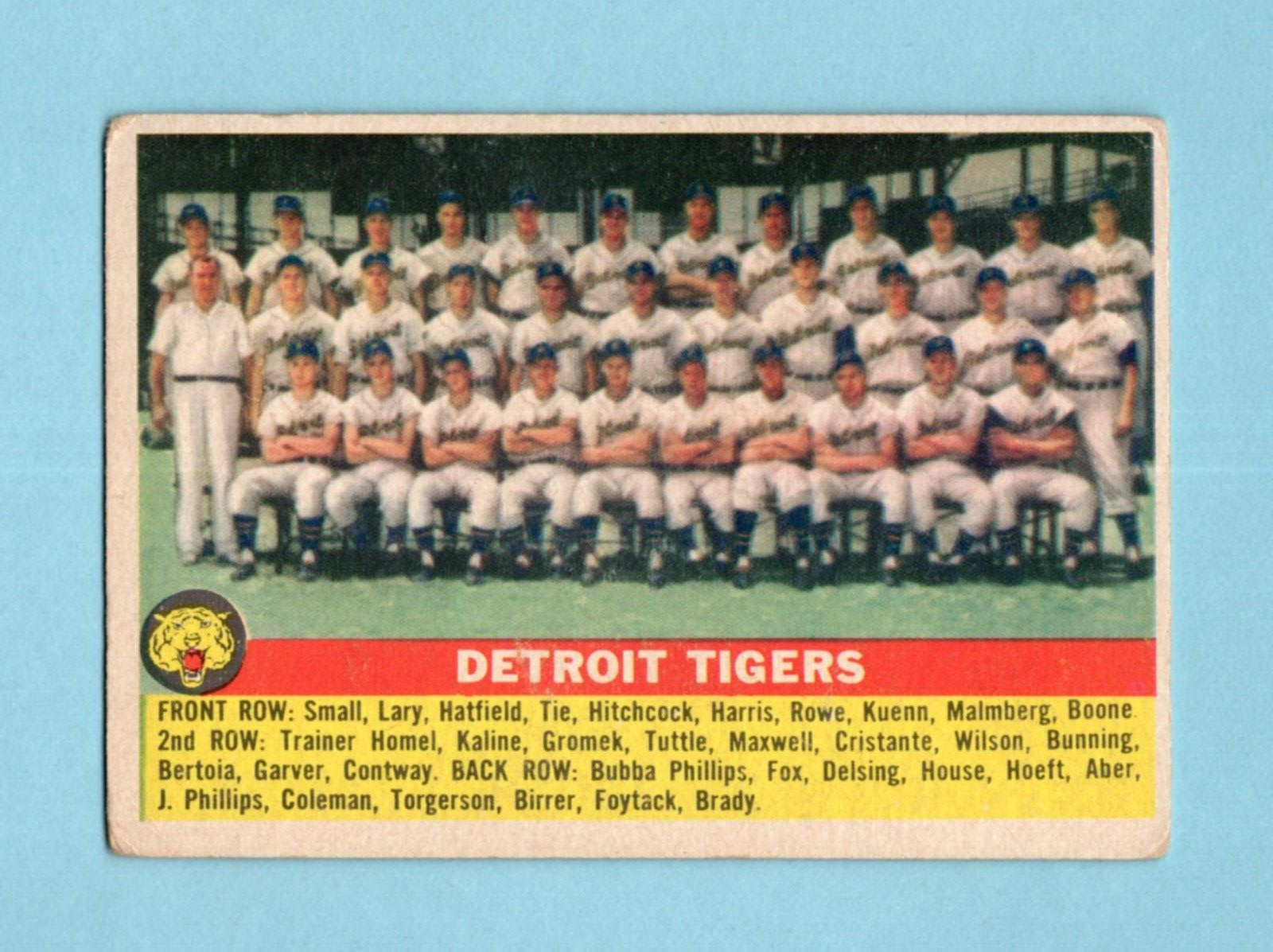 1956 Topps #213 Detroit Tigers Team Baseball Card VG