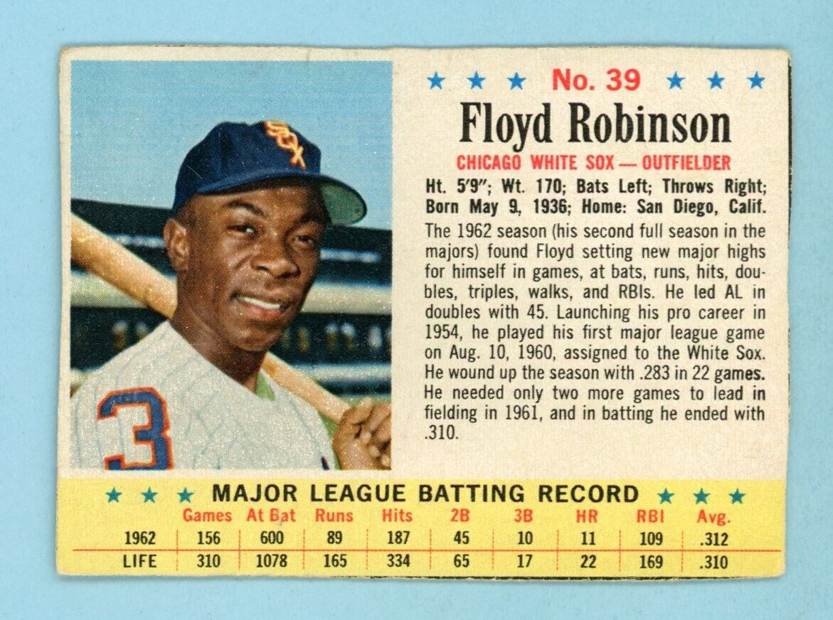 1963 Post Cereal #39 Floyd Robinson Chicago White Sox Baseball Card