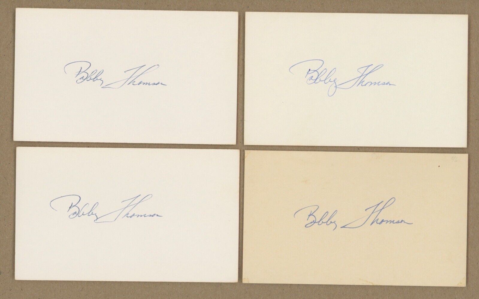 Lot of 24 Bobby Thomson Signed Index Cards w B&E Holograms