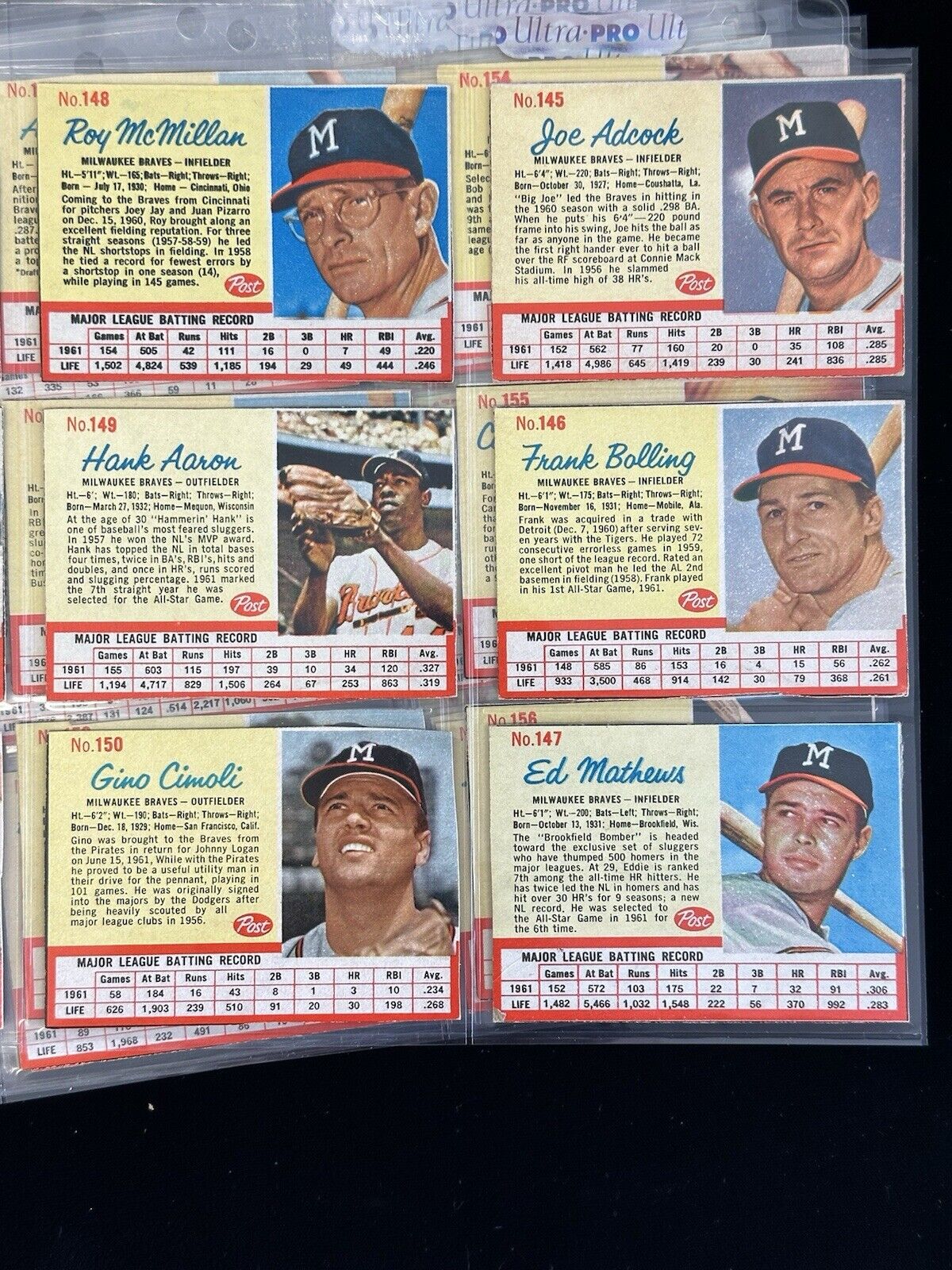 1962 Post Cereal Baseball Complete Set of 200 w/ Mantle Clemente Mays Banks