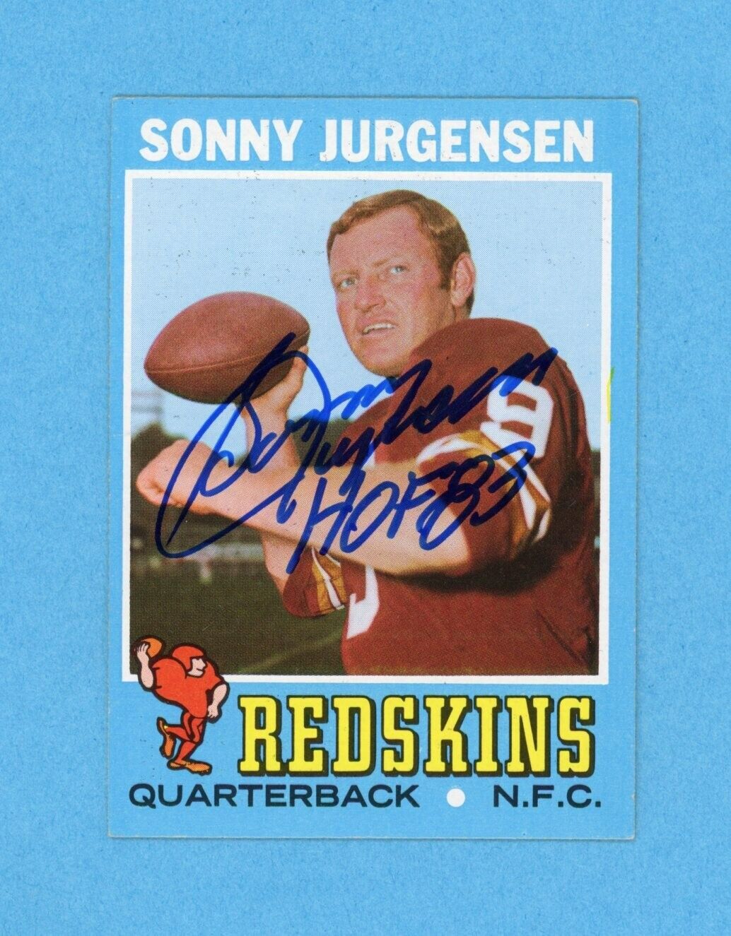 Sonny Jurgensen Washington Redskins 1971 Topps #50 Autographed Football Card