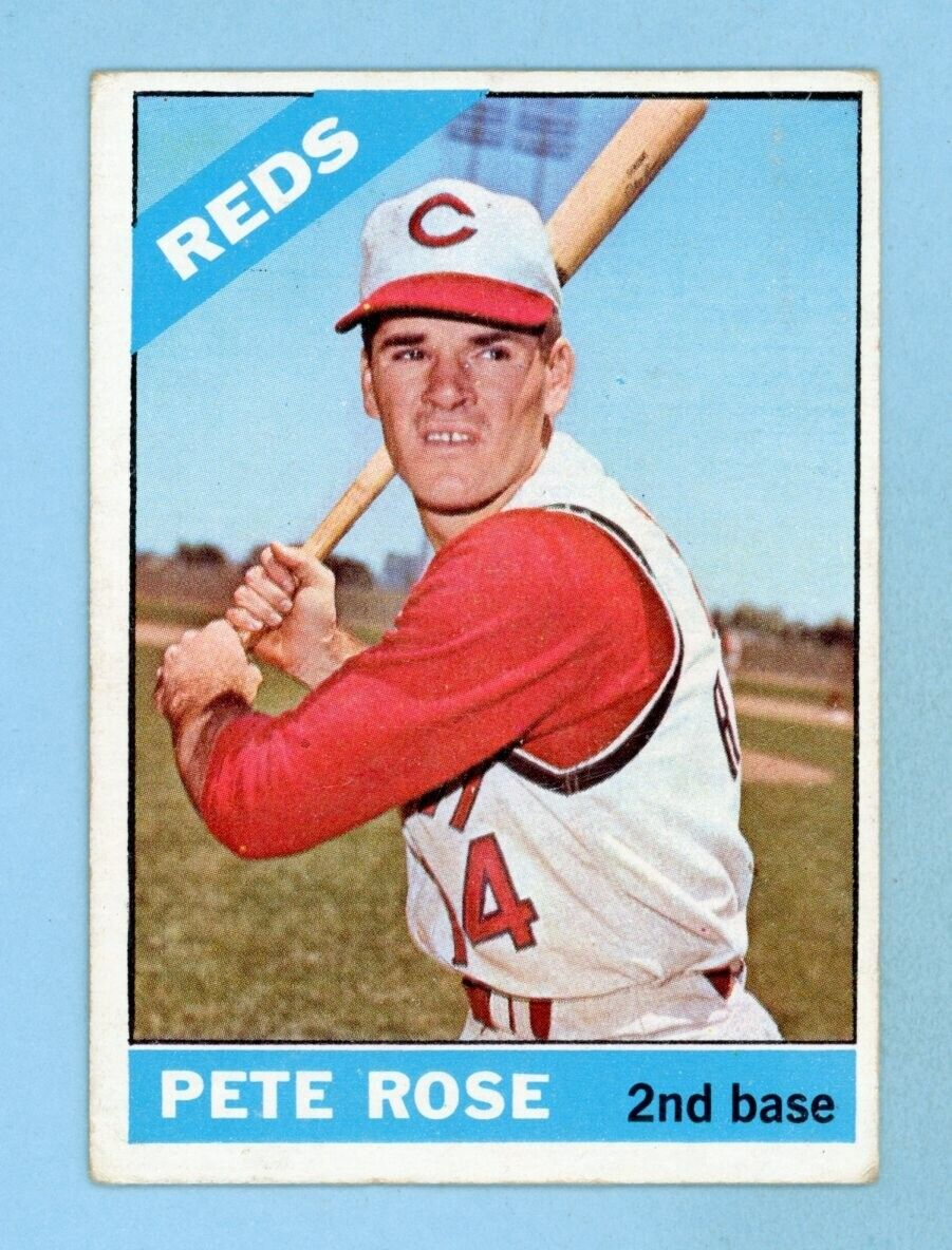 1966 Topps #30 Pete Rose Cincinnati Reds Baseball Card Vg/Ex app wrk/cres trc