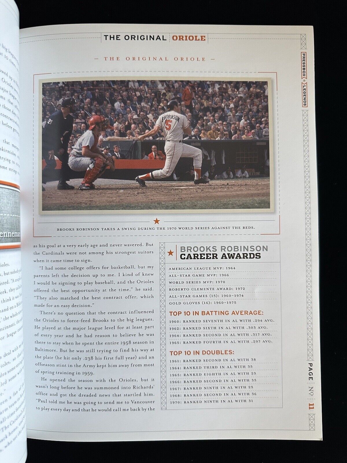 Brooks Robinson HOF 83 SIGNED Biography Magazine by Pressbox Legends w/ hologram