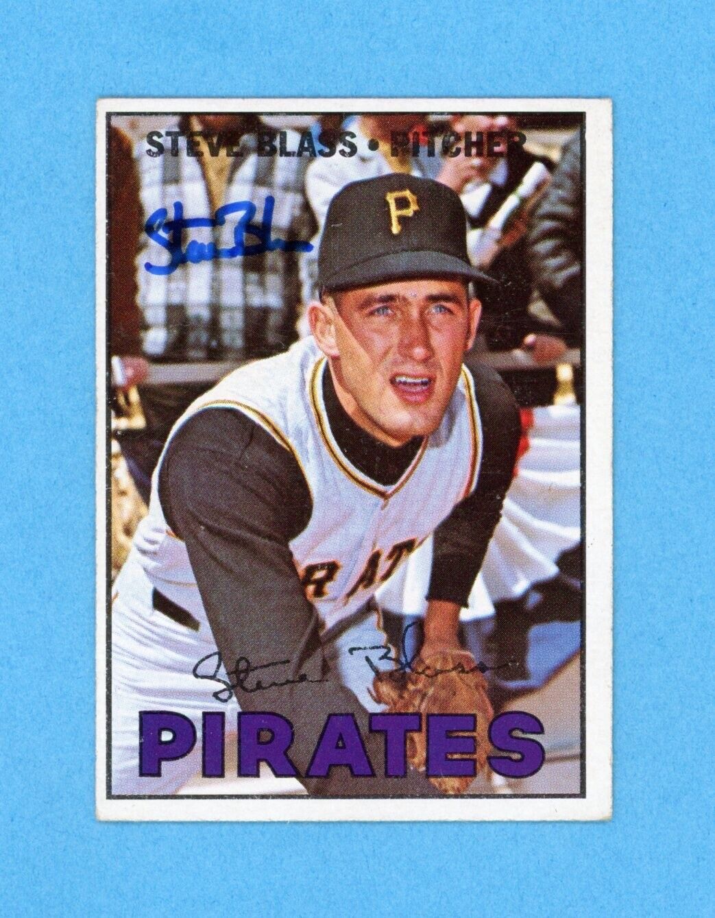 Steve Blass Signed 1967 Topps Hi# Card #562 Auto with B&E Hologram