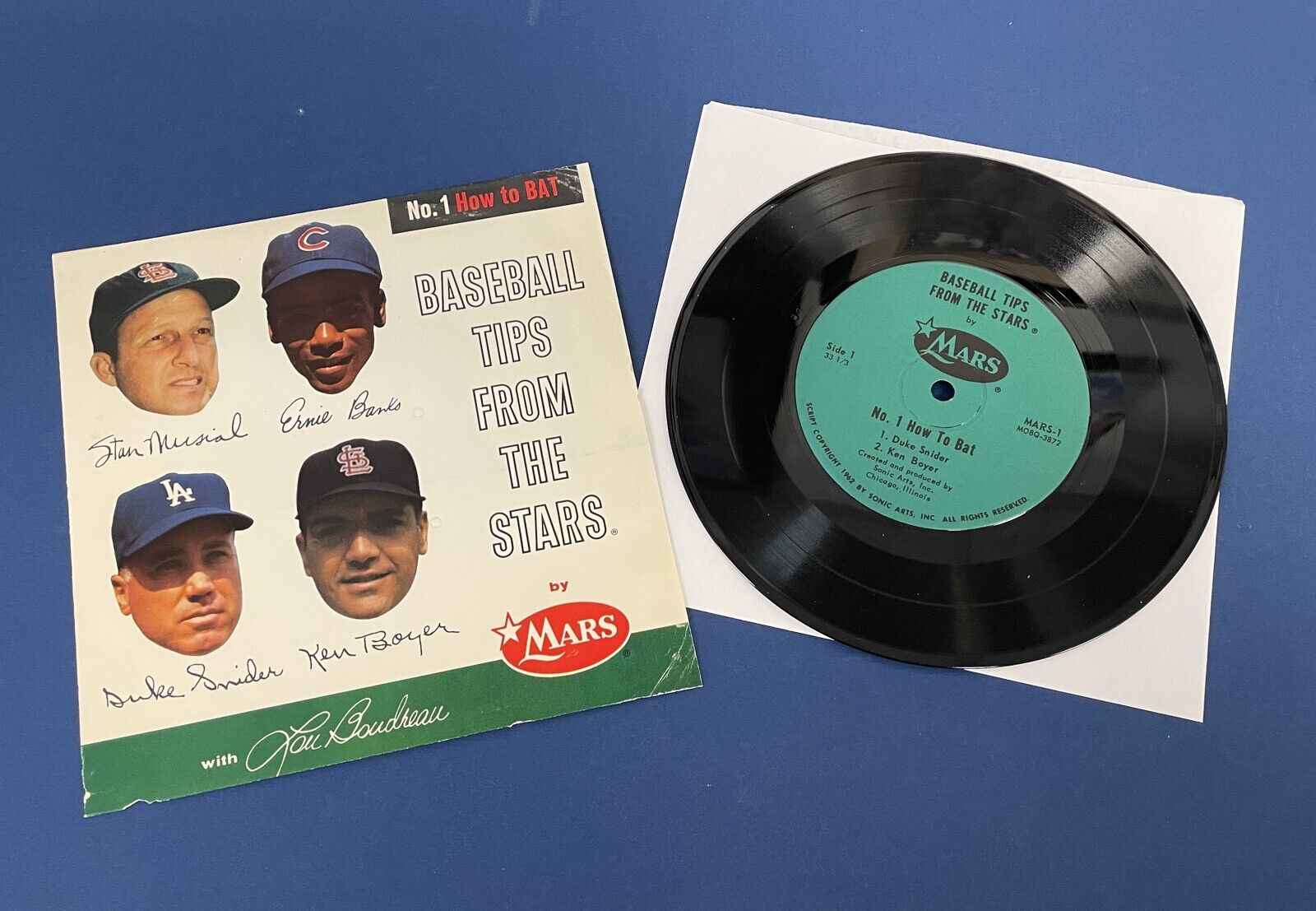 1963 Mars Candy RARE Complete Set of 3 45rpm Record Premiums • Musial, Mays, etc