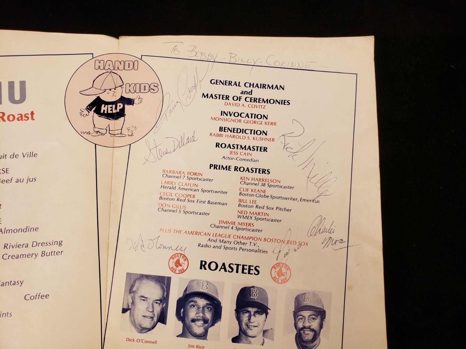 1976 MLB 3rd Annual Super Roast Signed Program w/ 6 Red Sox Autographs 