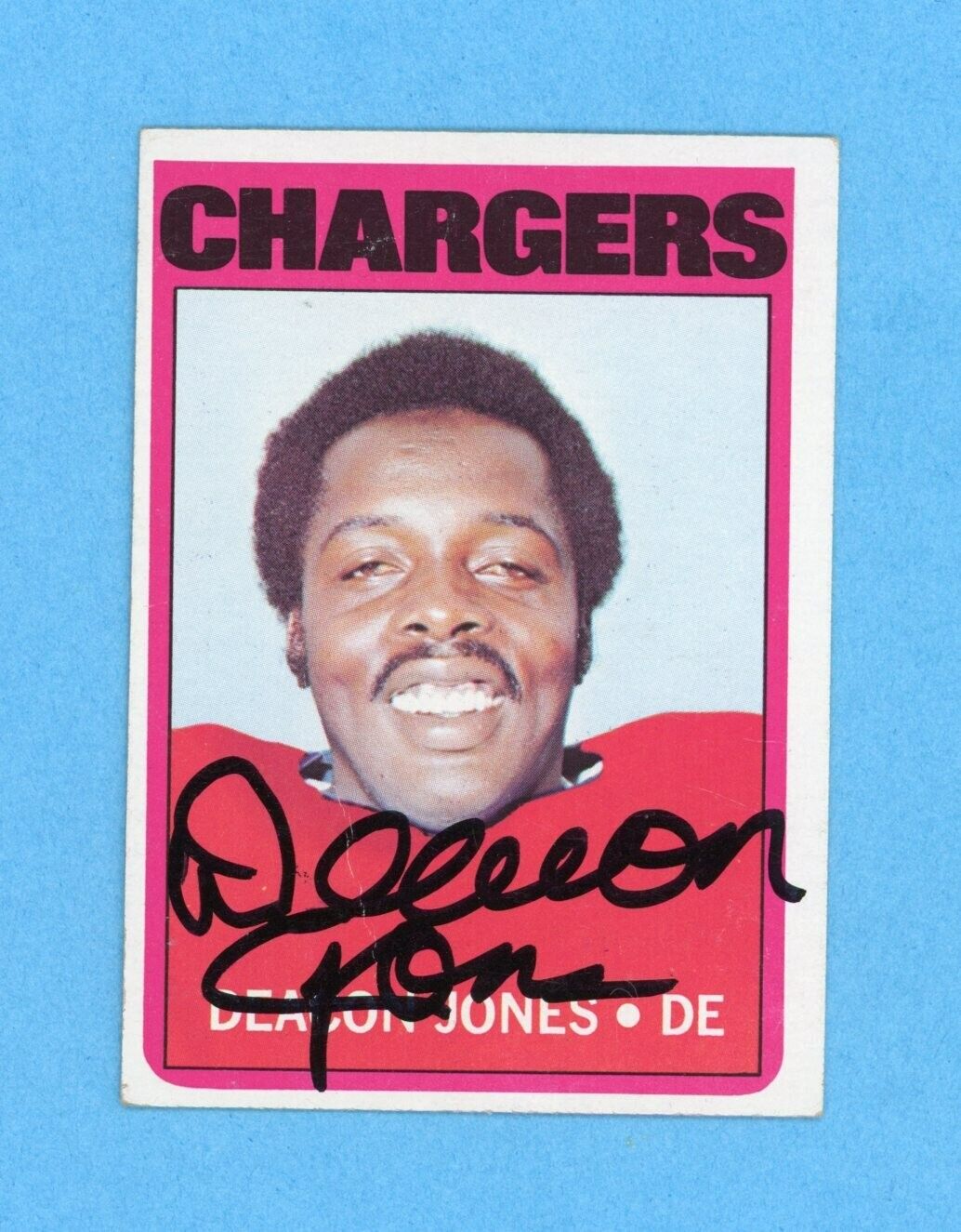 Deacon Jones San Diego Chargers 1972 Topps #209 Autographed Football Card