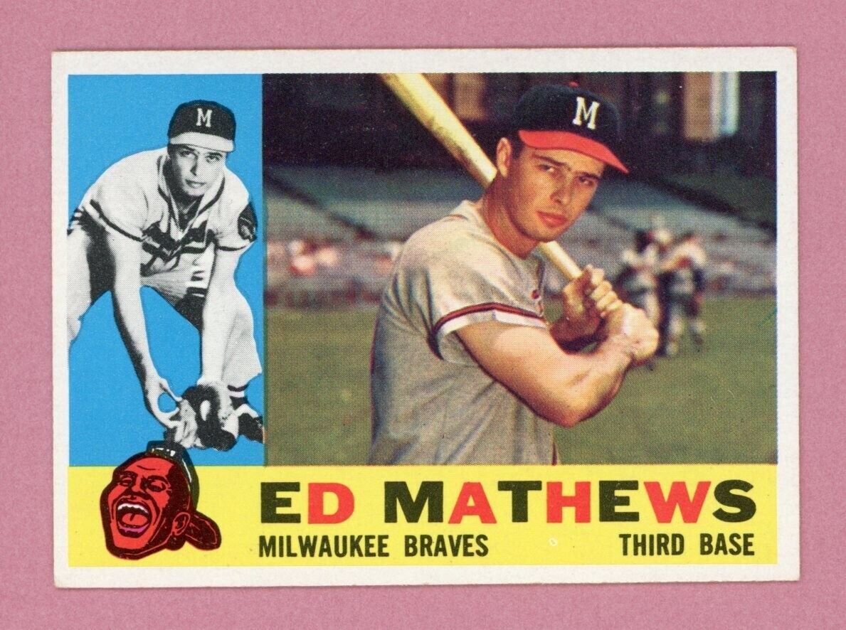 1960 Topps #420 Eddie Mathews Milwaukee Braves Baseball Card Ex/Mt