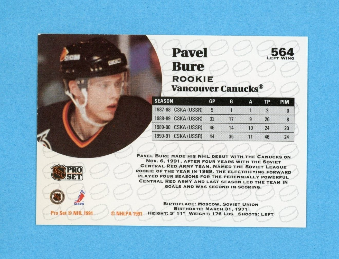 Pavel Bure Vancouver Canucks 1991-92 Pro Set #564 Autographed Hockey Card