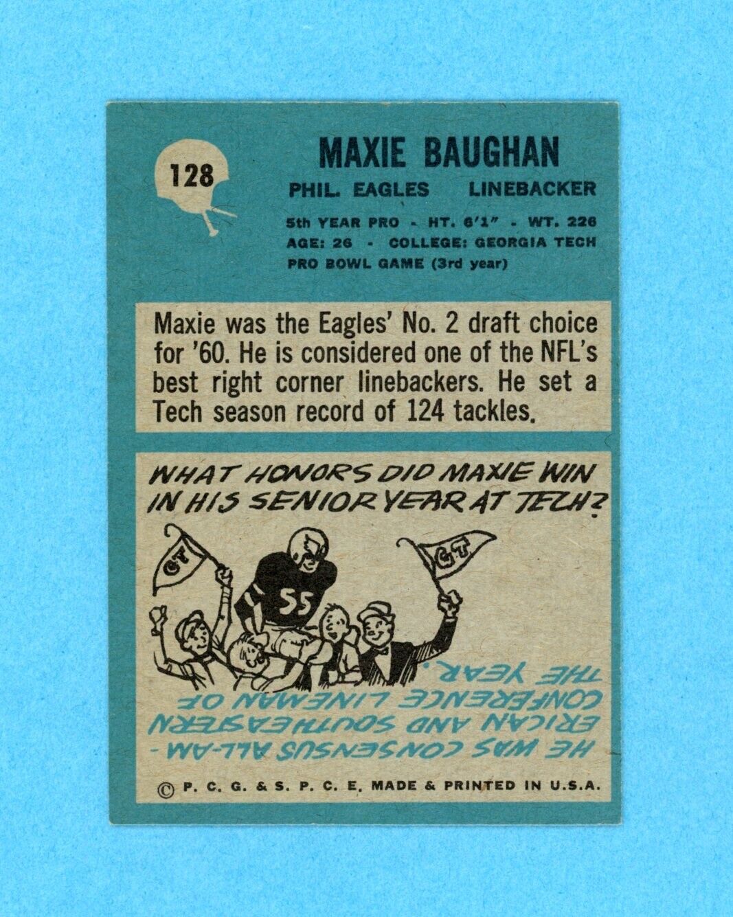 1964 Maxie Baughan Signed Philadelphia Card #128 •• Auto with B&E Hologram