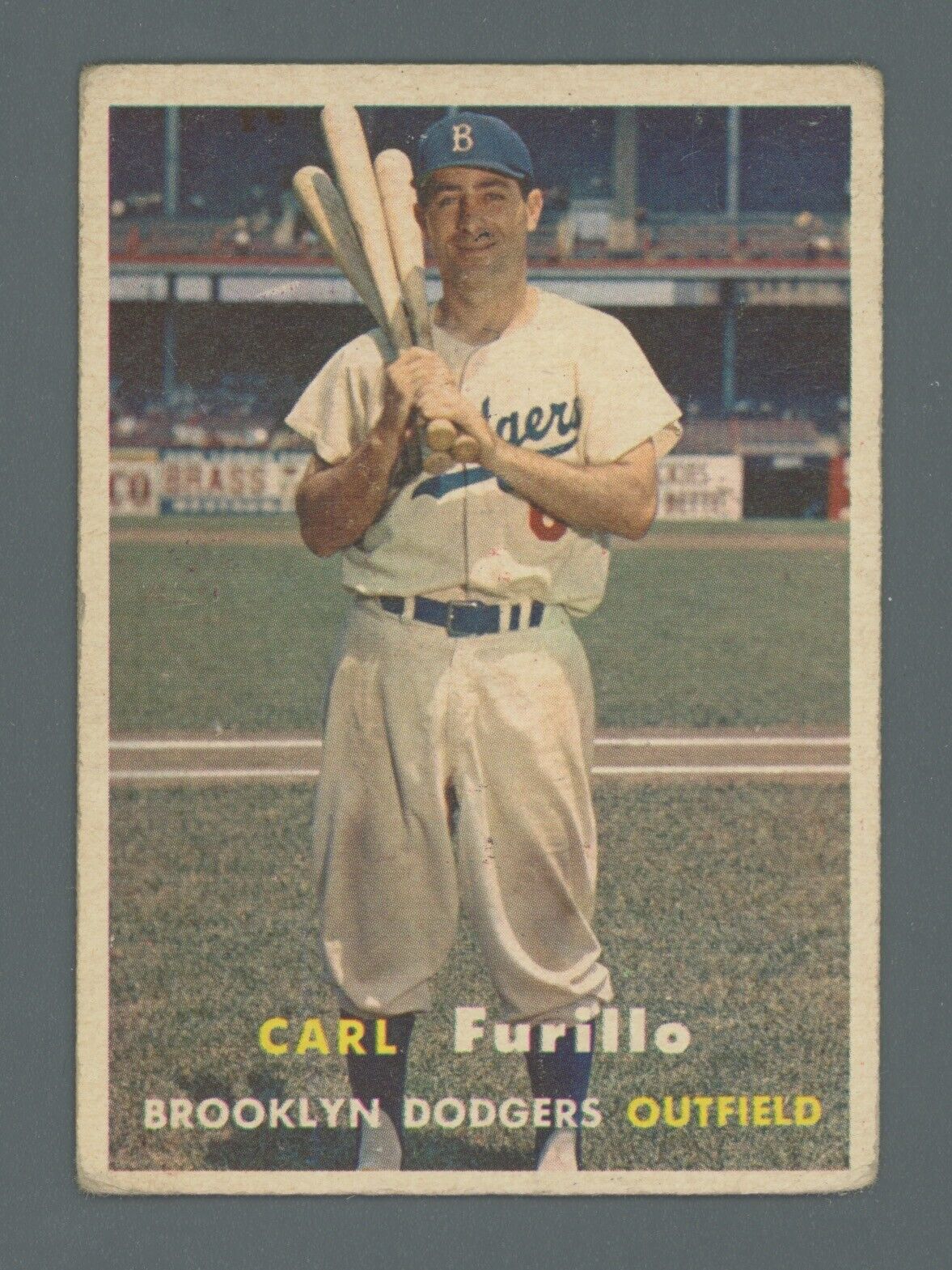 1957 Topps #45 Carl Furillo Brooklyn Dodgers Baseball Card Low Grade