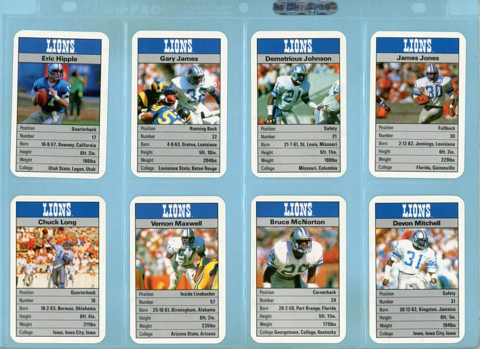 1987 Detroit Lions Ace Fact Pack Near Set Lot of 32 Football Cards NM