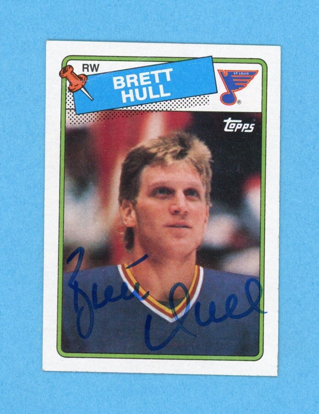 Brett Hull St. Louis Blues 1988-89 Topps #66 Autographed Rookie Hockey Card