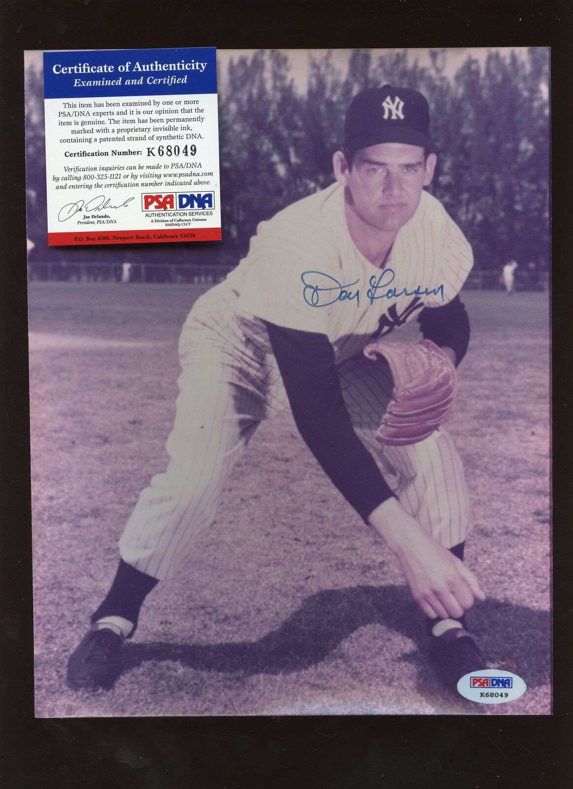 Don Larsen New York Yankees Follow Thru Autographed 8 X 10 Color Photo PSA/DNA