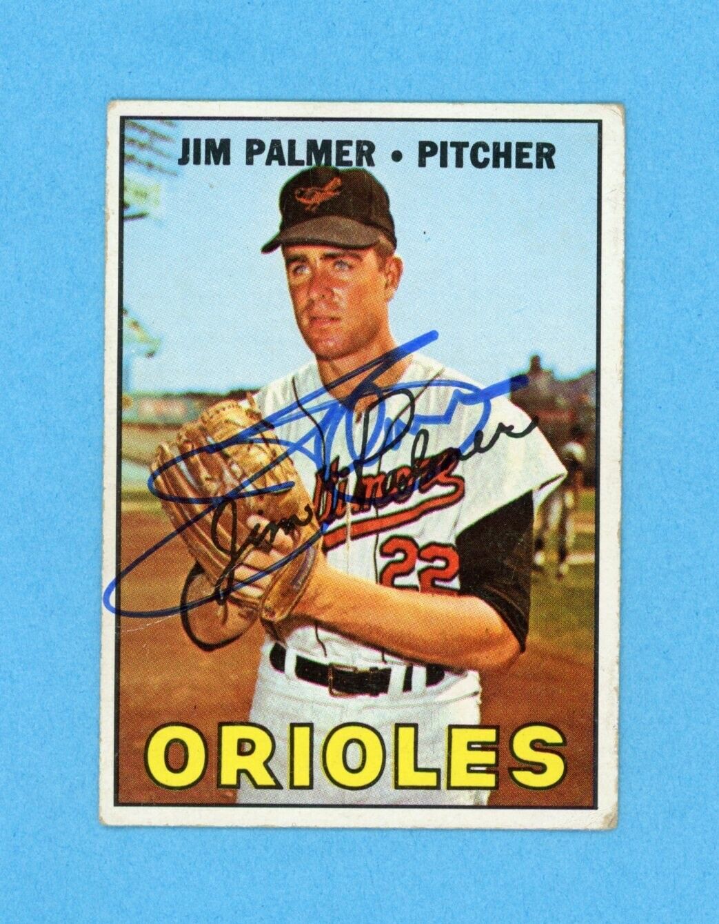 Jim Palmer Signed 1967 Topps Card #475 Auto with B&E Hologram