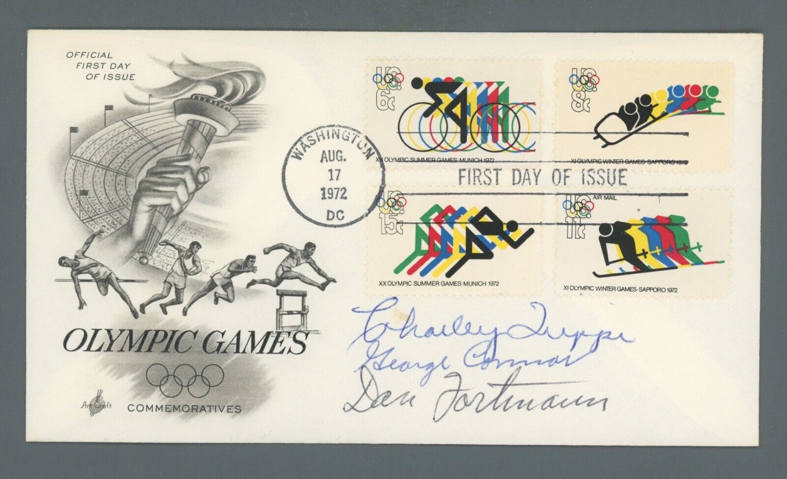 Trippi, Connor, Fortmann Multi Signed FDC Envelope 8/17/72 Autos B&E Hologram