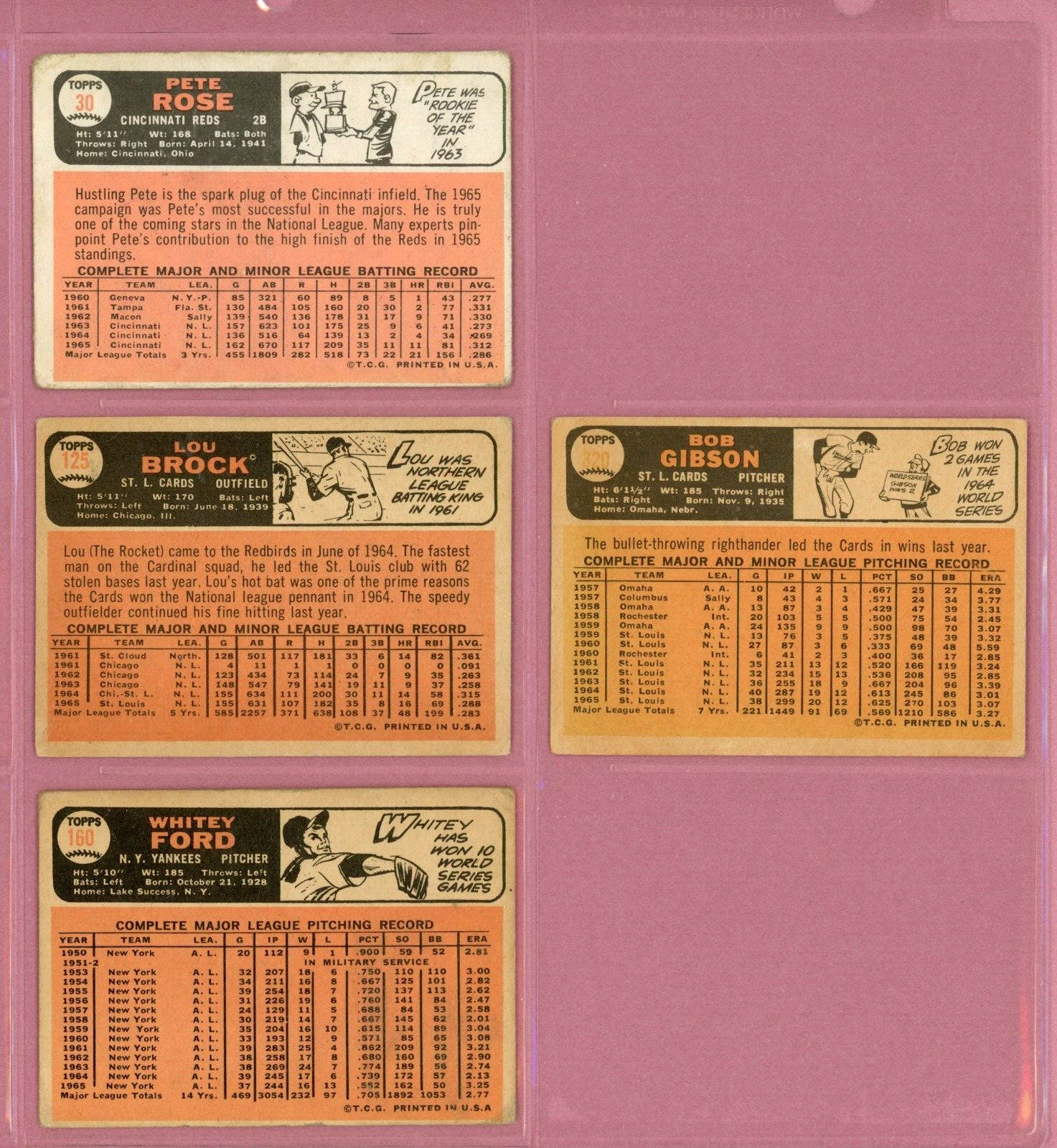 1966 Topps Lot of 4 Different Hall of Famer Baseball Cards LG - VG