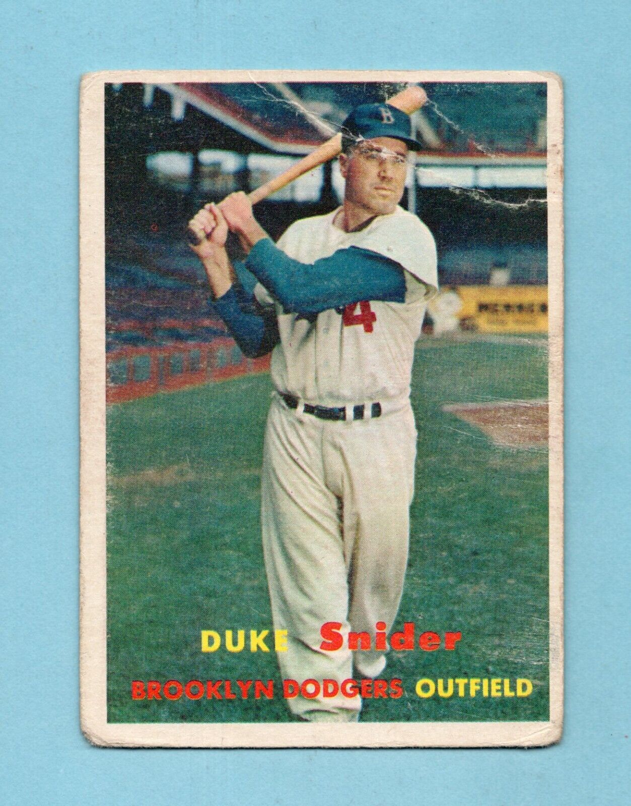 1957 Topps #170 Duke Snider Brooklyn Dodgers Baseball Card Low Grade