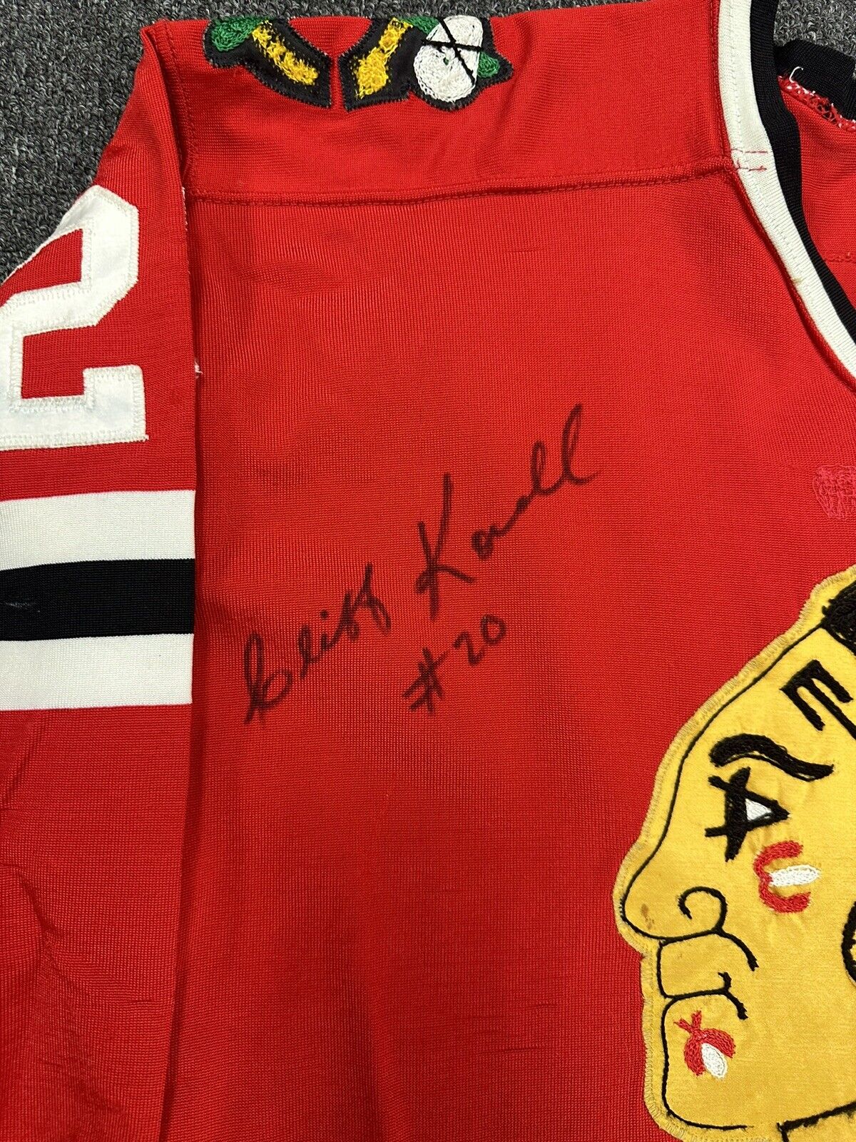 Early 1970’s Cliff Koroll Chicago Black Hawks GAME USED Durene Hockey Jersey #20