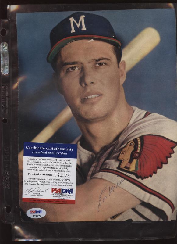 Ed Mathews Milwaukee Braves Autograph Magazine Page PSA