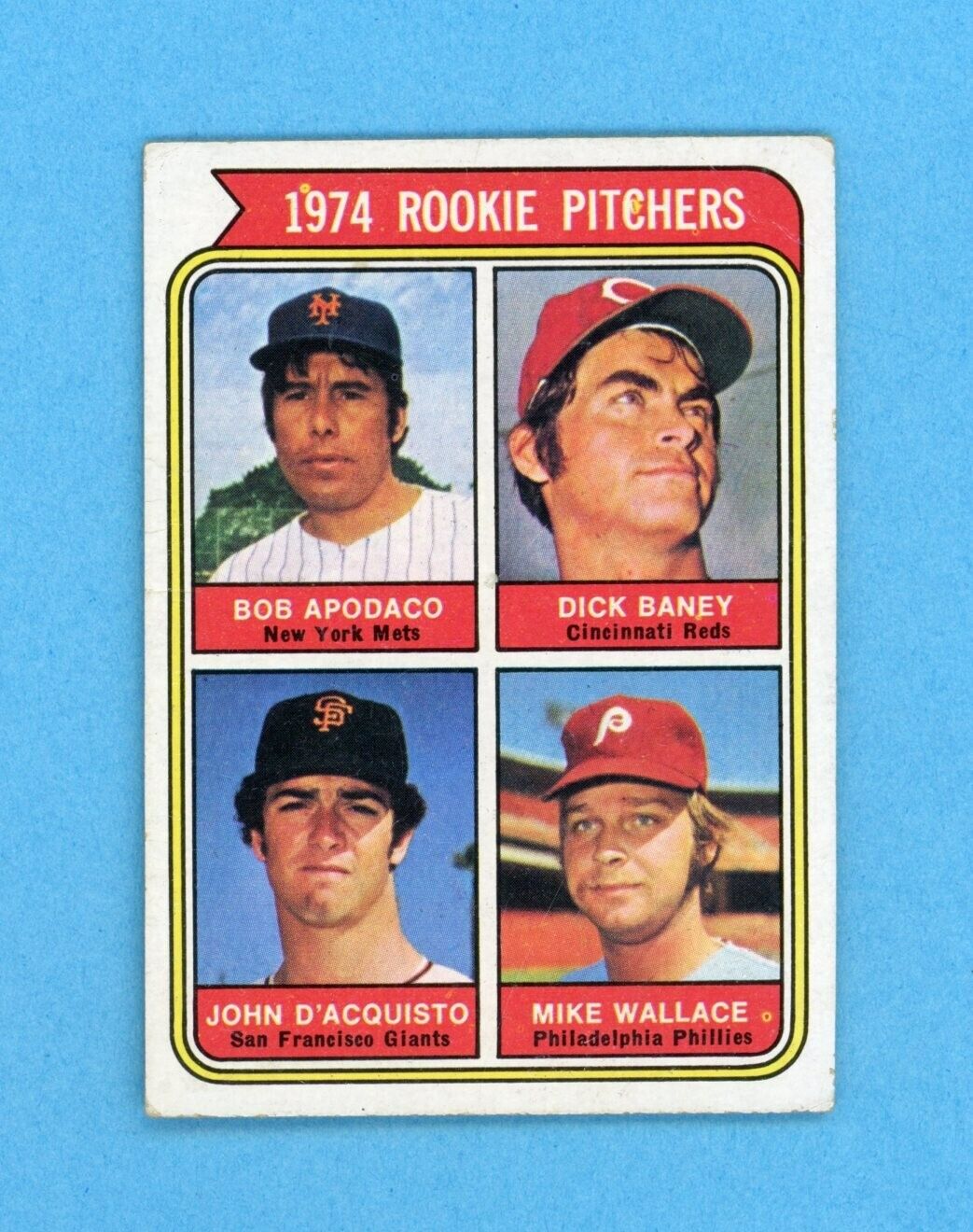 1974 Topps #608 Rookie Pitchers Apodaco Variation Baseball Card Low Grade