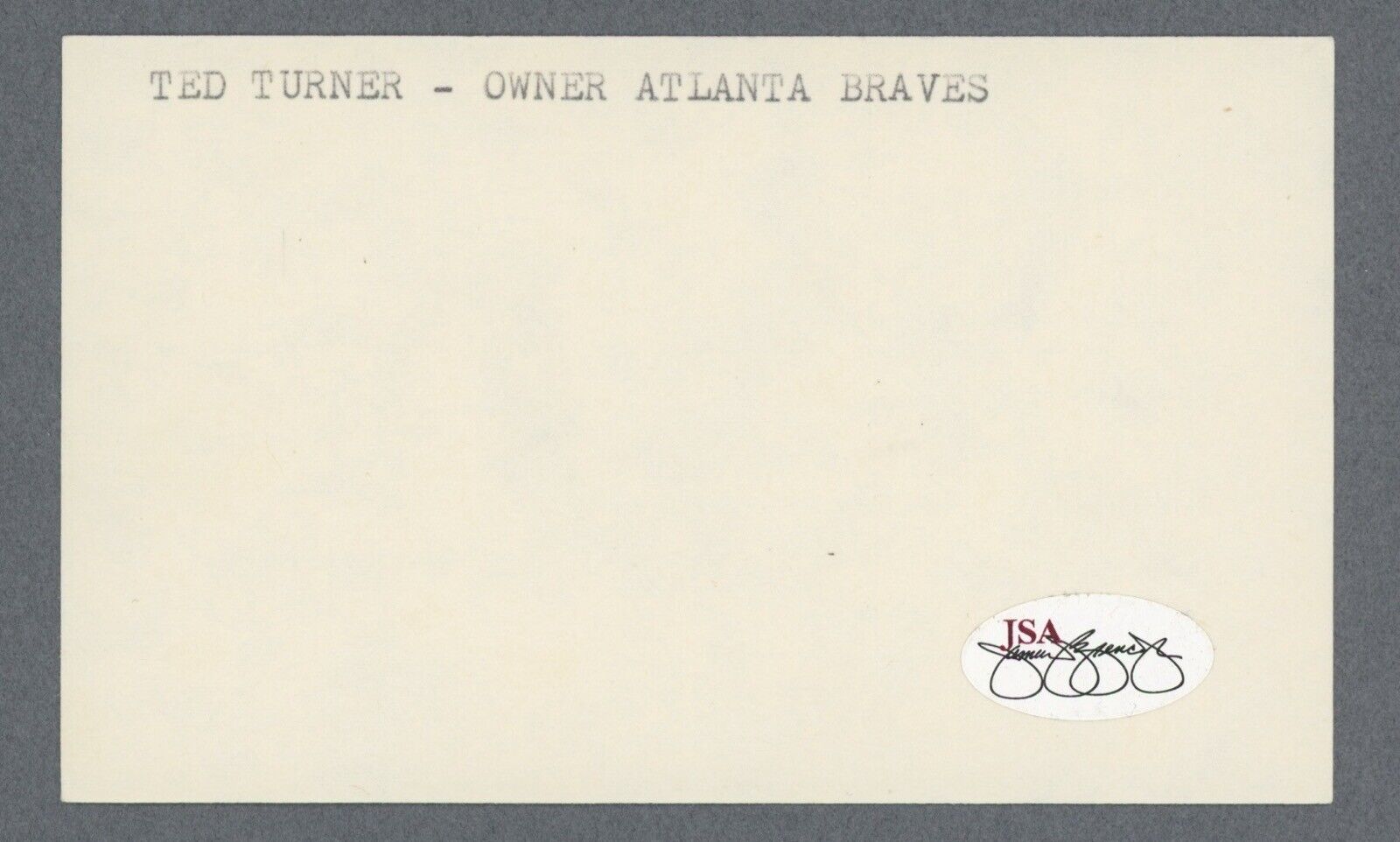 Ted Turner Signed Index Card  w JSA Sticker • Braves Owner • TNT