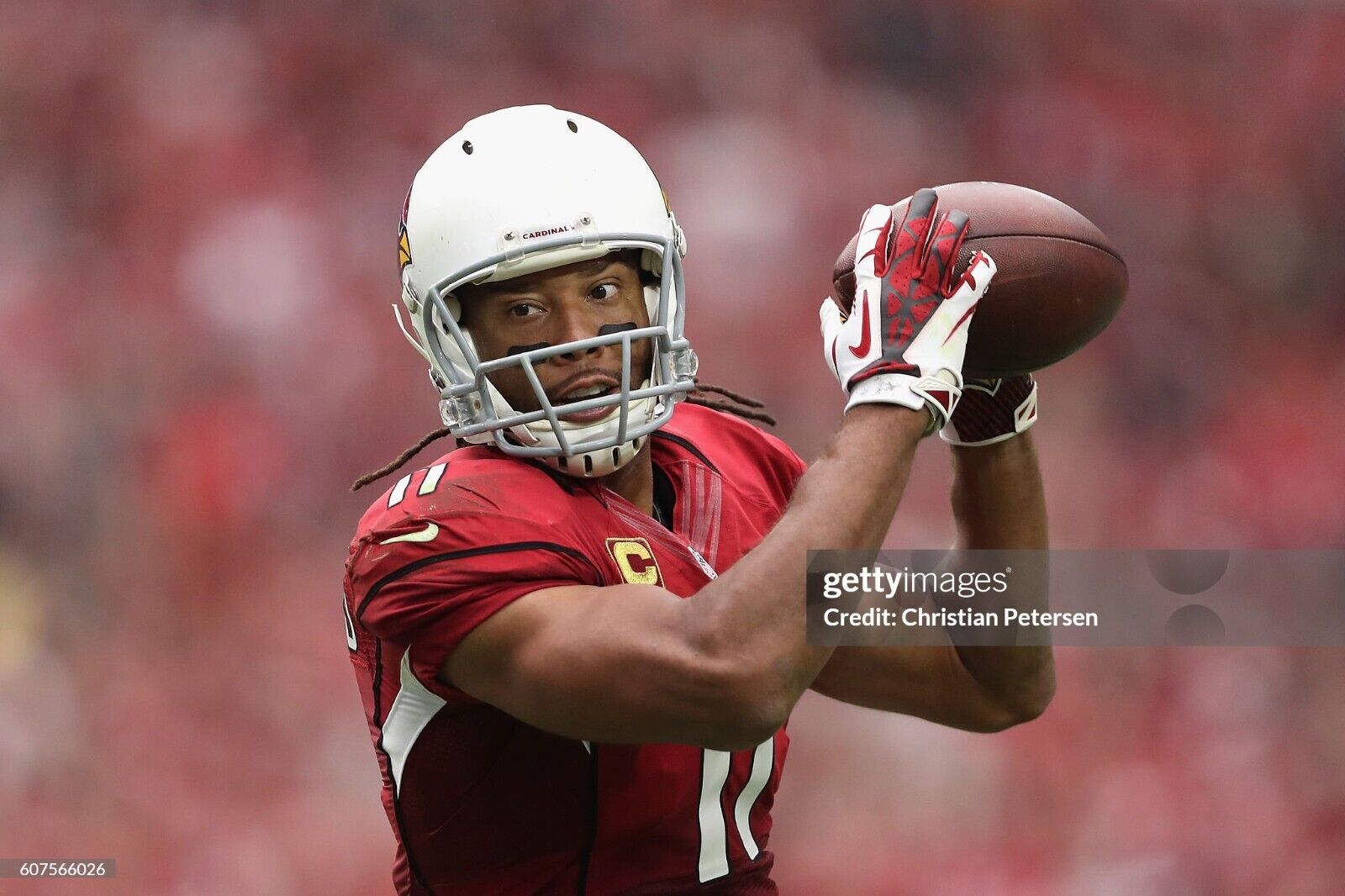 c. 2016 Larry Fitzgerald Arizona Cardinals NFL Game Used Nike Football Gloves