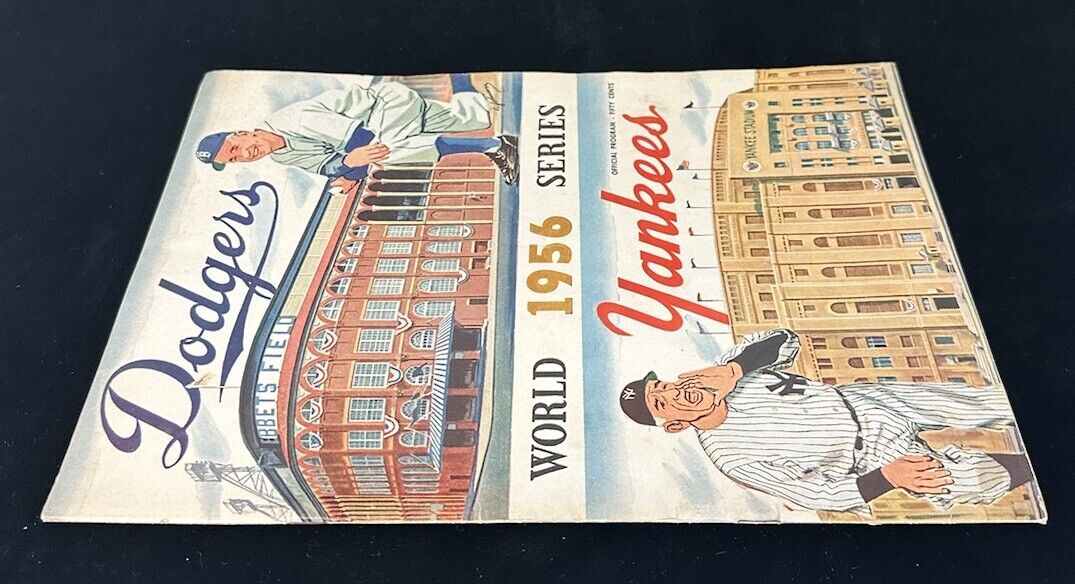 1956 Dodgers World Series Program vs Yankees - EX scored Game 1 - J. Robinson HR