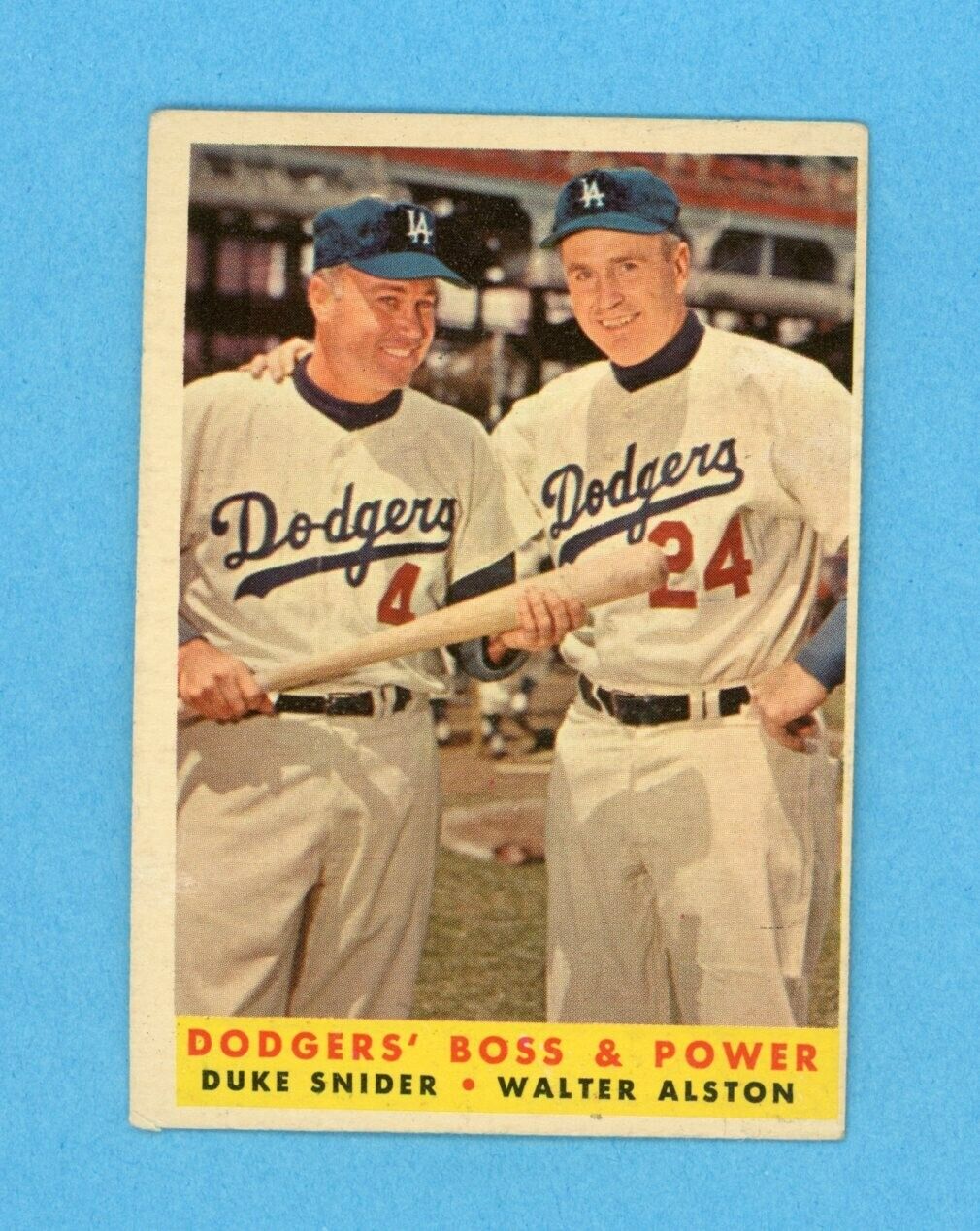 1958 Topps #314 Dodgers Boss & Power Duke Snider, Walter Alston Baseball Card VE