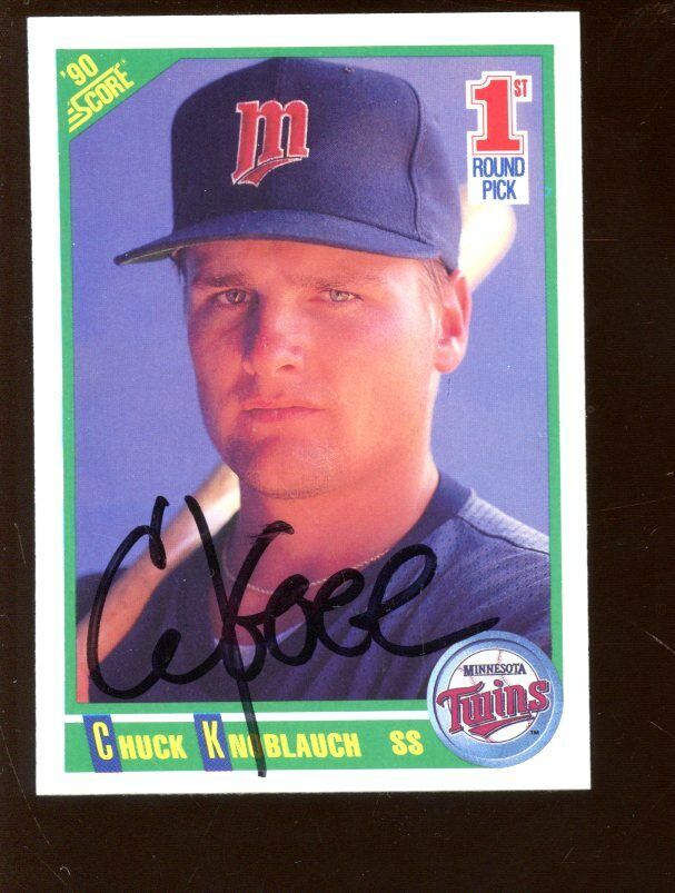 1990 Score Baseball Card #672 Chuck Knoblauch Rookie Autographed NRMT 